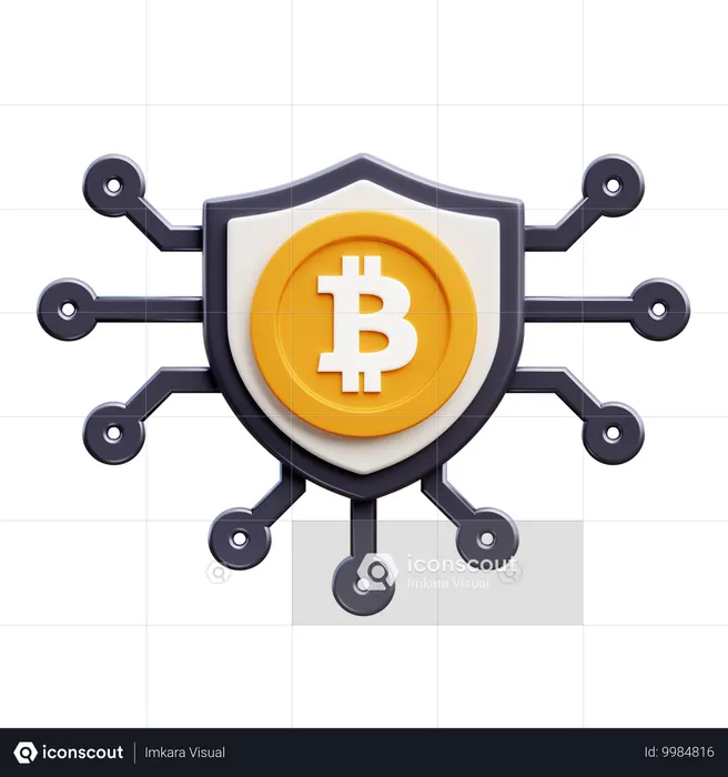 Bitcoin Shield Security  3D Icon