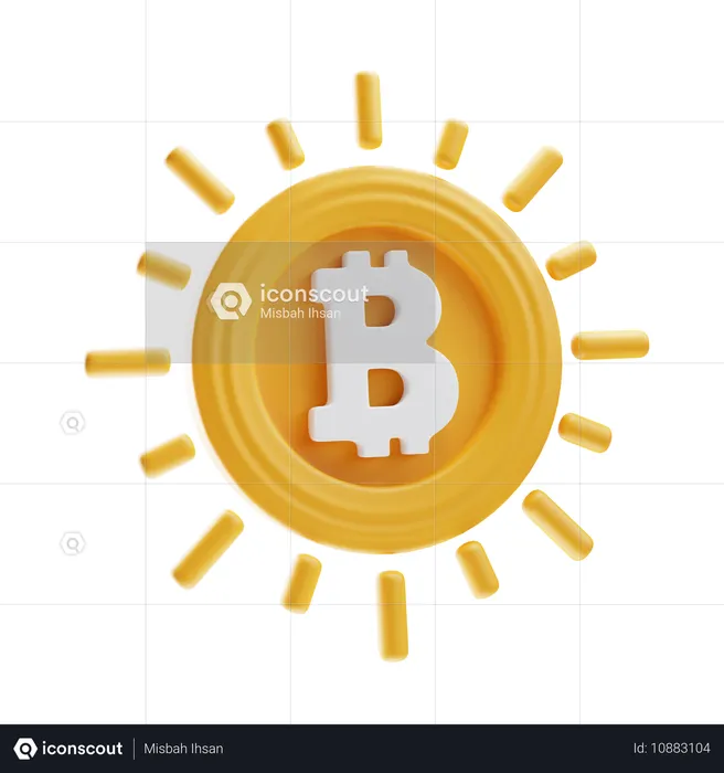 Bitcoin Shining  3D Icon