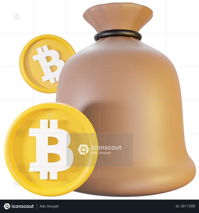 Bitcoin Shopping Bag  3D Illustration