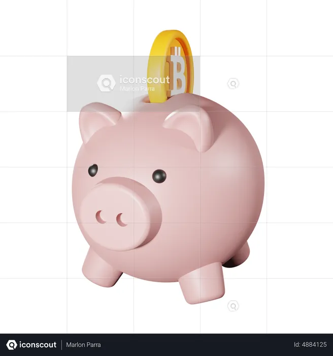 Bitcoin-Sparschwein  3D Icon