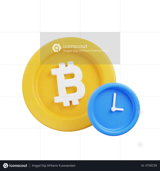 Bitcoin Timer  3D Illustration