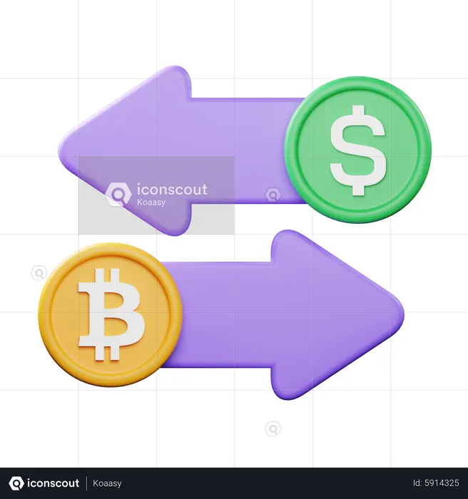 Bitcoin to Dollar Exchnage  3D Icon