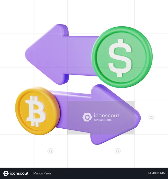 Bitcoin to Dollar Exchnage  3D Icon
