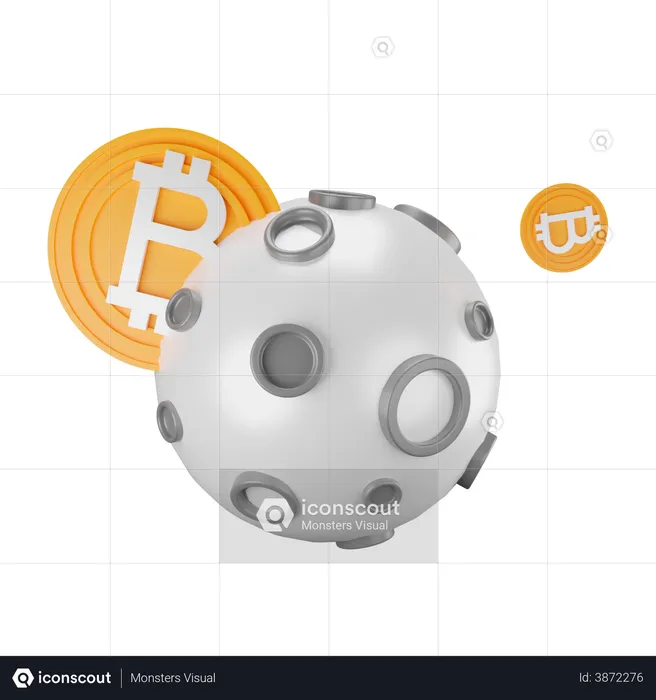 Bitcoin to the moon  3D Illustration