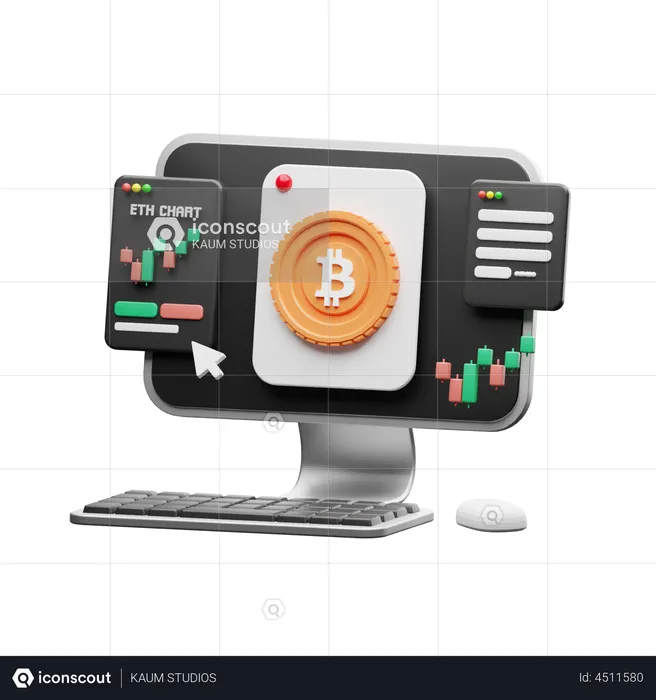 Bitcoin Trading  3D Illustration