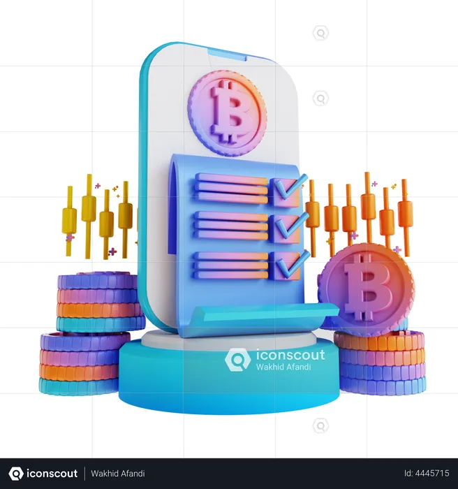 Bitcoin Trading Agreement  3D Illustration