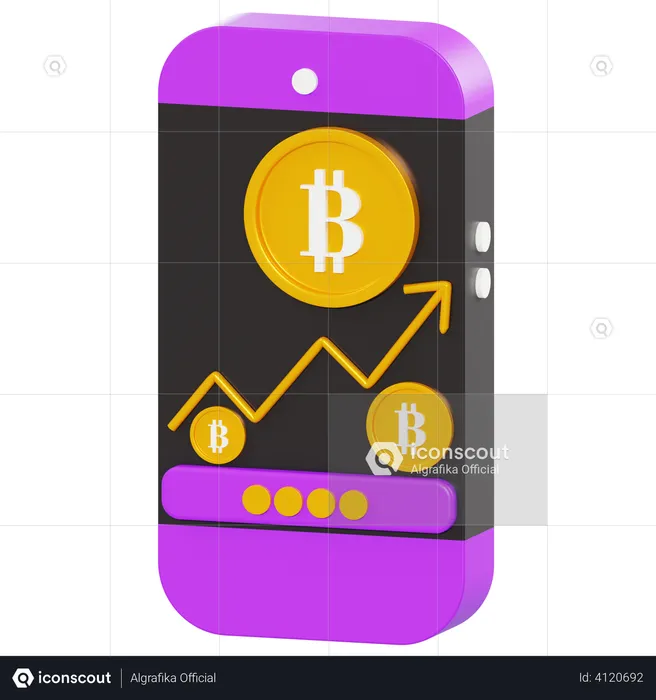 Bitcoin Trading App  3D Illustration