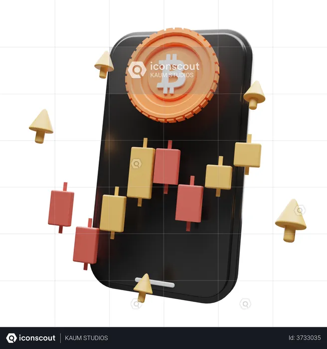 Bitcoin-Handels-App  3D Illustration