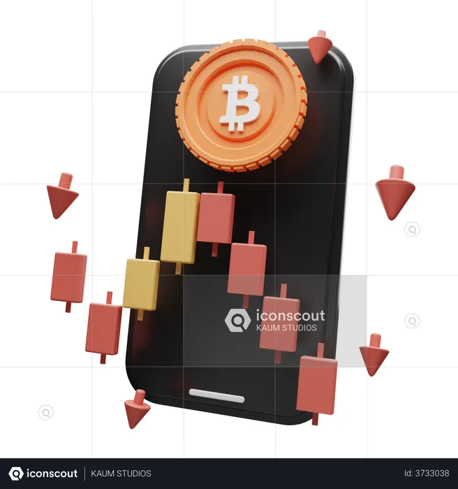 Bitcoin Trading App  3D Illustration