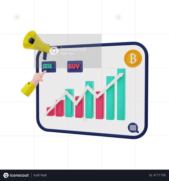 Bitcoin trading application  3D Illustration