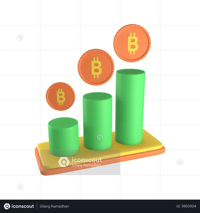 Bitcoin Trading Chart  3D Illustration