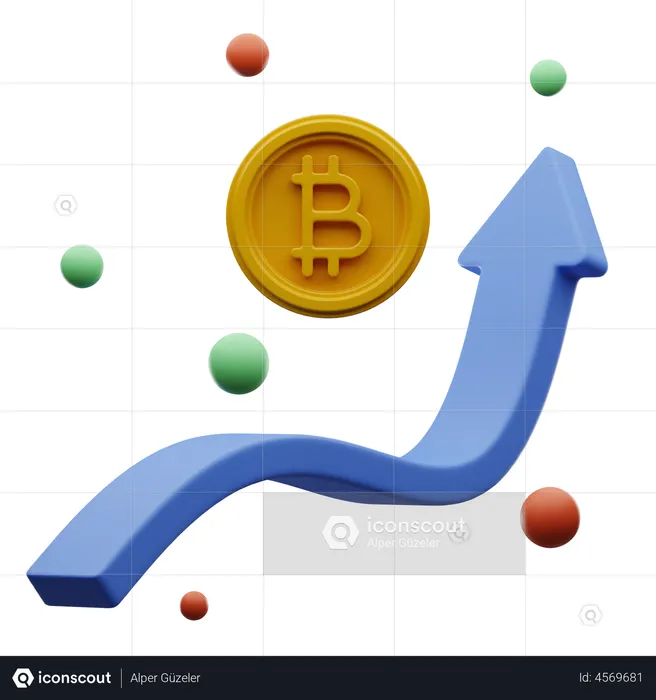 Bitcoin Trading Growth Graph  3D Illustration