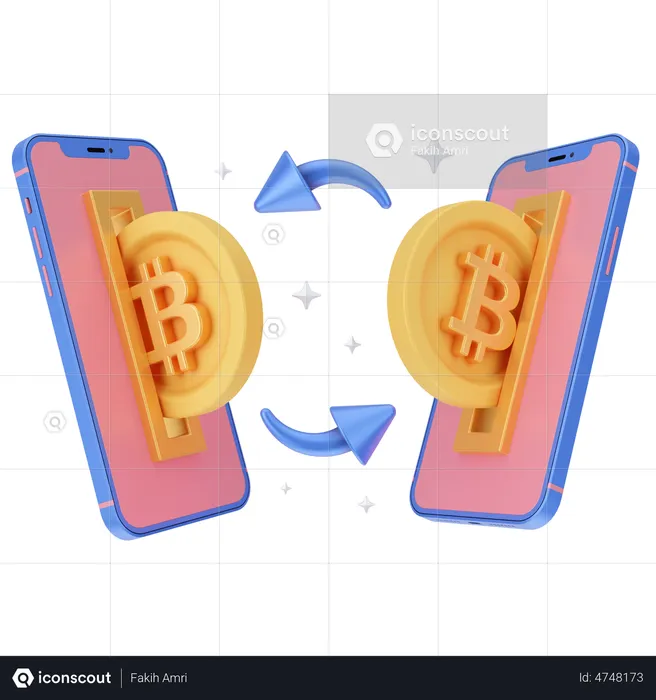 Bitcoin Transaction  3D Illustration
