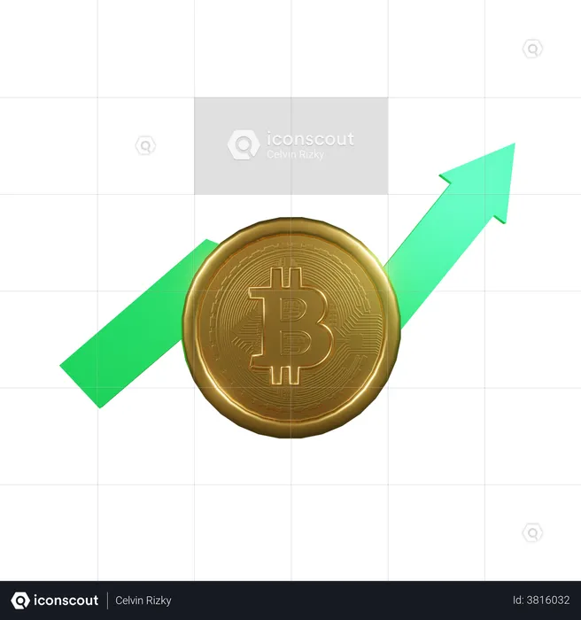 Bitcoin Trend Up  3D Illustration