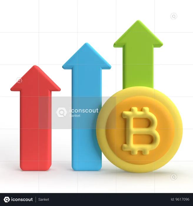 Bitcoin Up  3D Icon