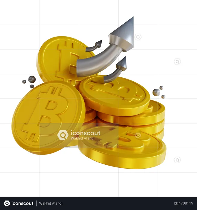 Bitcoin Up  3D Illustration
