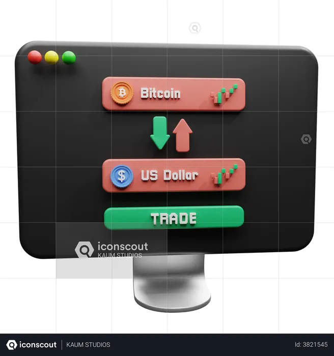 Bitcoin US Dollar Trade  3D Illustration