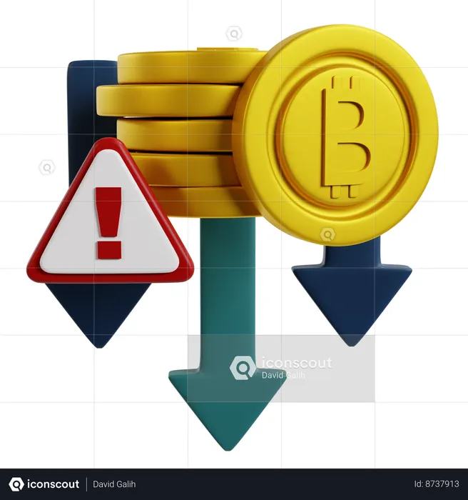 Bitcoin Value Decline  3D Icon