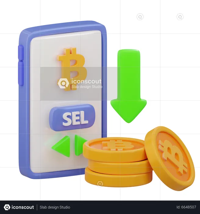 Bitcoin Value Decrease  3D Icon