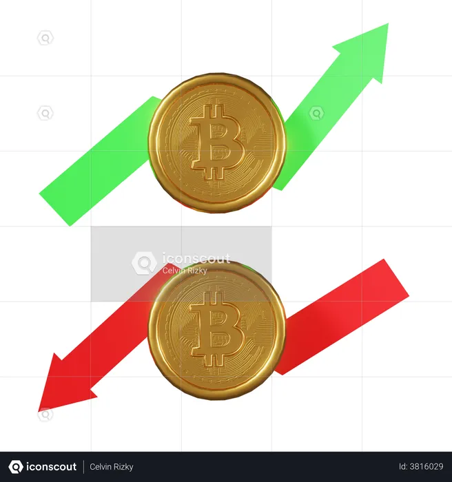 Bitcoin Value Down  3D Illustration