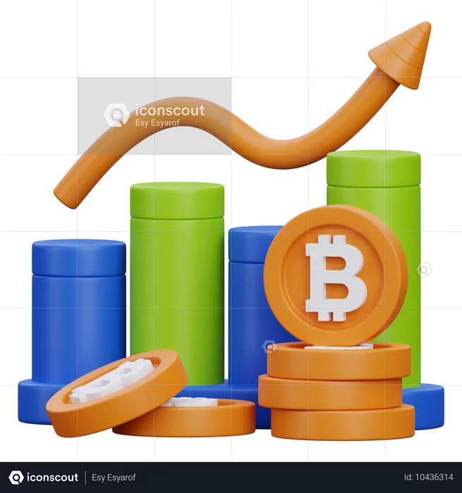 Bitcoin Value Growth  3D Icon