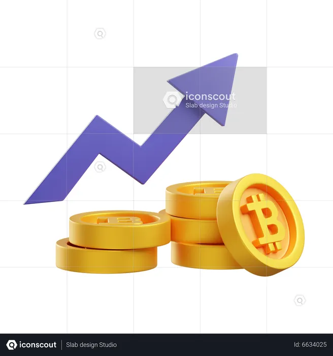 Bitcoin Value Growth  3D Icon