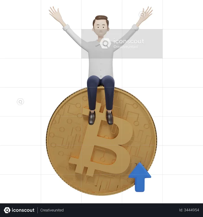 Bitcoin Value Up  3D Illustration