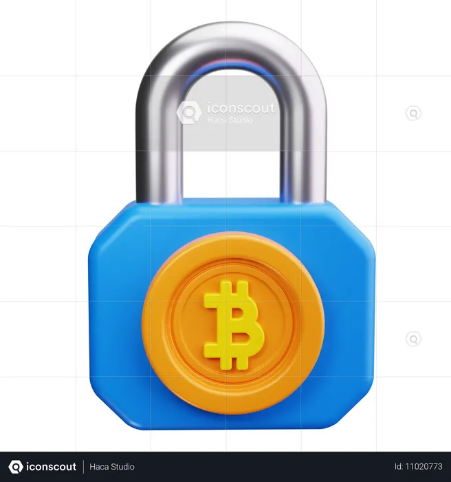 Bitcoin-Vorhängeschloss  3D Icon