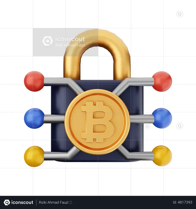 Bitcoin-Vorhängeschloss  3D Icon