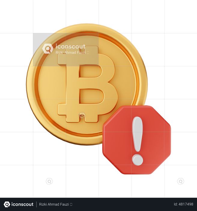 Bitcoin Warning 3D Icon