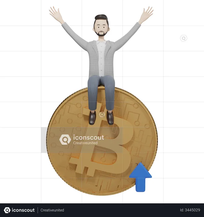 Bitcoin-Wert steigt  3D Illustration