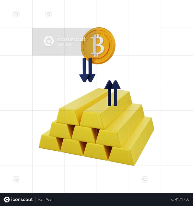 Bitcoin with gold  3D Illustration