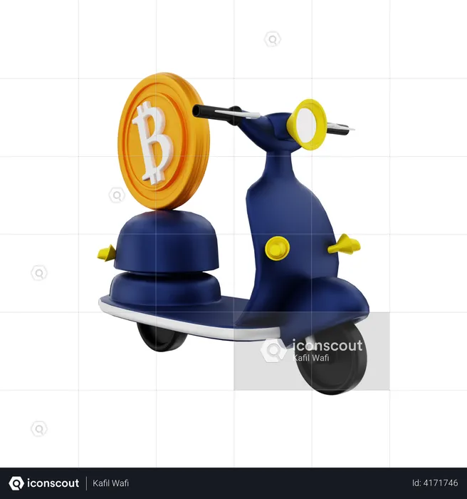 Bitcoin with motorbike  3D Illustration