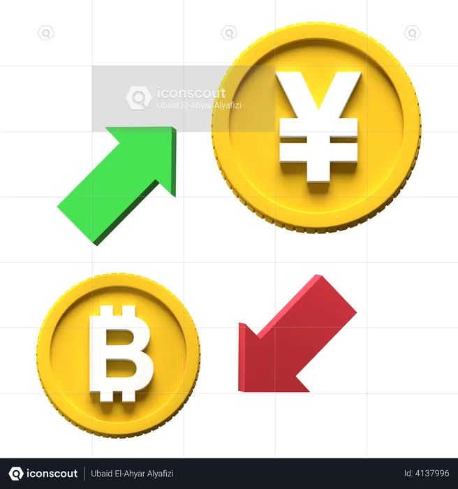 Bitcoin Yuan Exchange  3D Illustration