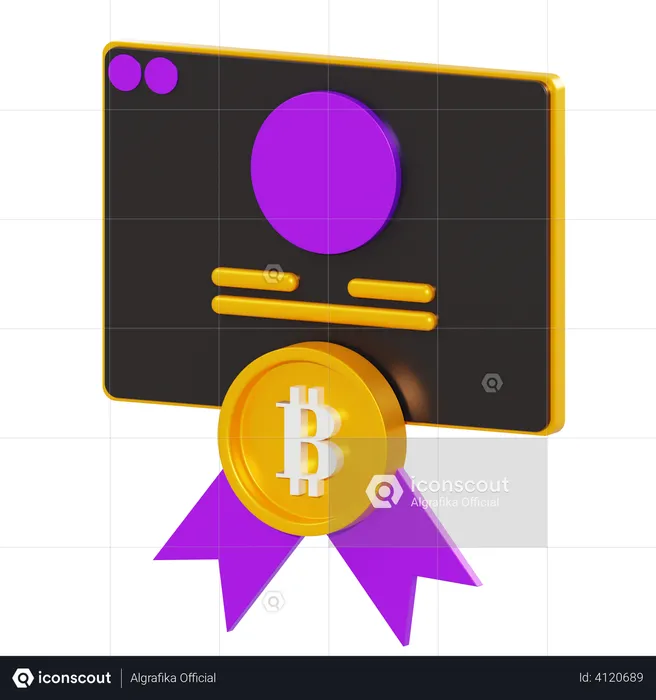 Bitcoin-Zertifikat  3D Illustration