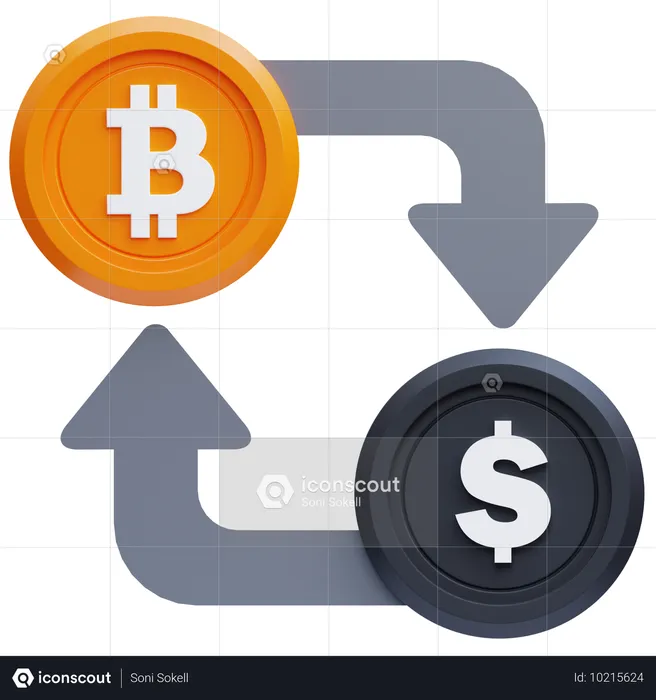 Bitcoin-Dollar-Umtausch  3D Icon