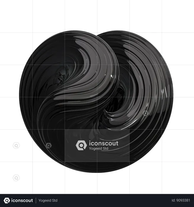 Black Abstract Shape  3D Icon