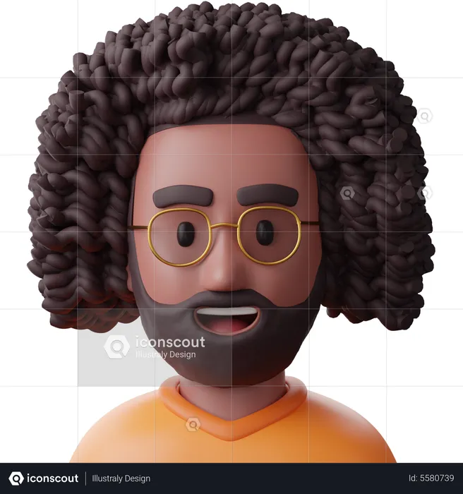 Black Afro Man  3D Icon