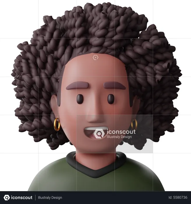 Black Afro Woman  3D Icon