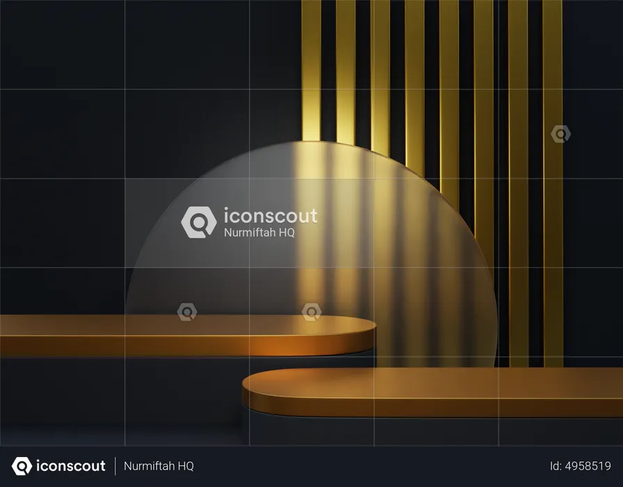 Black and Gold Advertisement Podium  3D Illustration