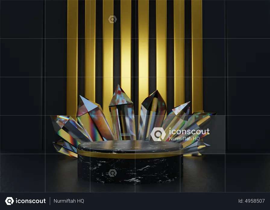 Black and Gold Advertising Podium  3D Illustration