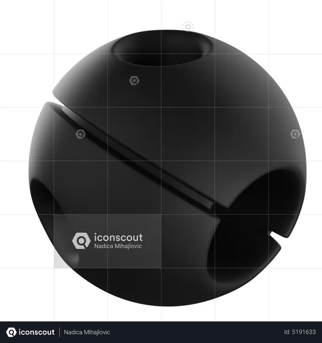 Black Ball Sphere  3D Icon