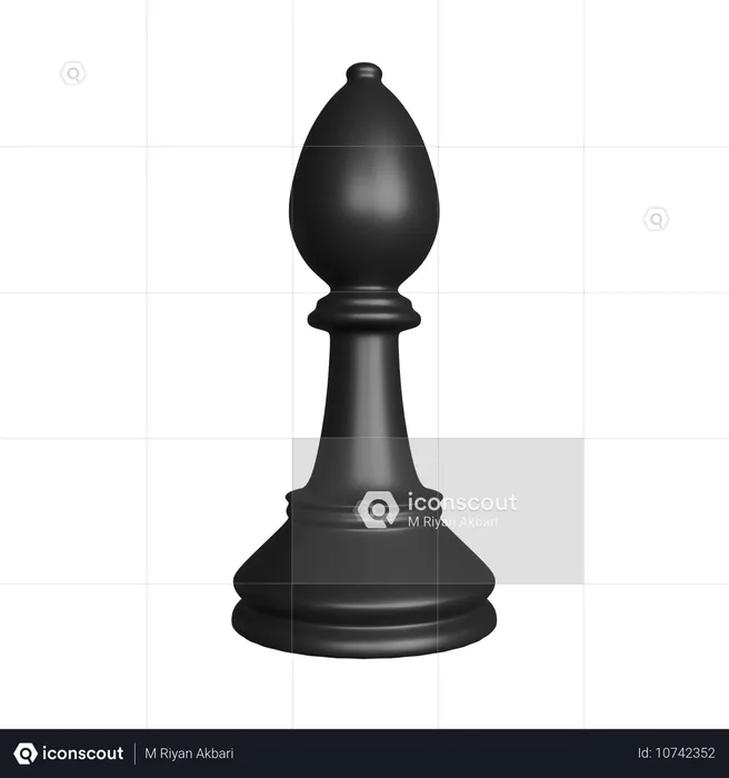 Black Bishop Chess Piece  3D Icon