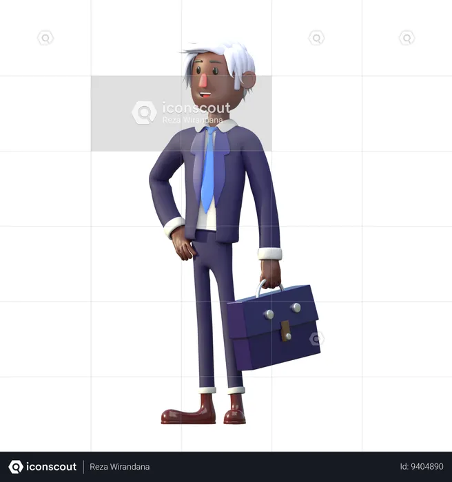 Black Businessman Carrying A Bag  3D Illustration