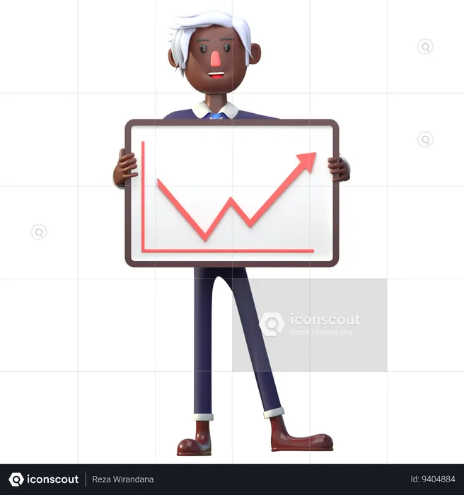 Black Businessman Presenting Chart  3D Illustration
