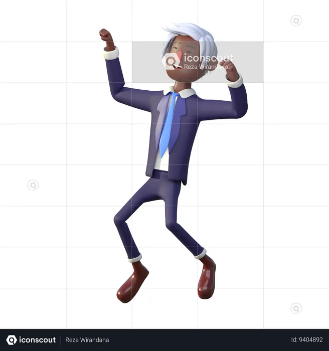 Black Businessmen Jumped For Joy  3D Illustration