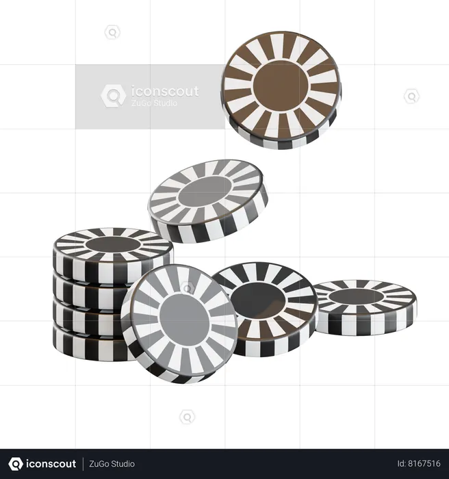 Black Casino Chip  3D Icon