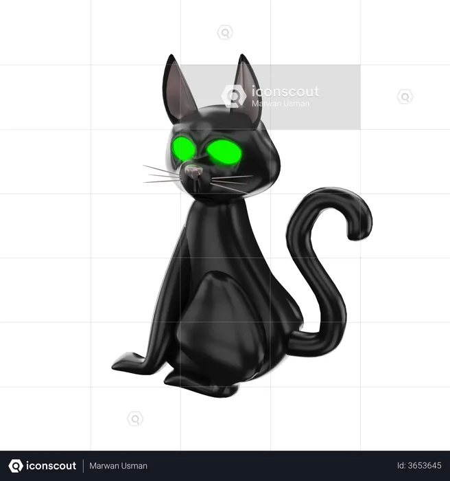 Black Cat  3D Illustration