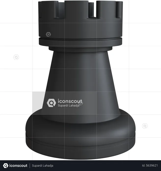 Black Chess Rook  3D Icon