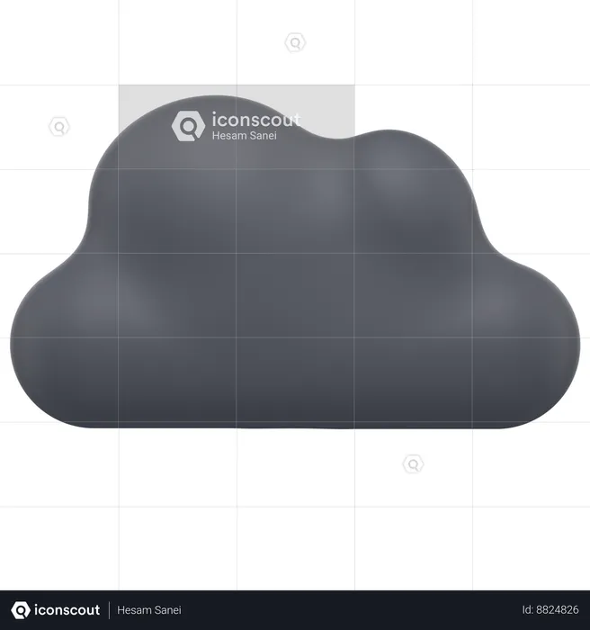 Black cloud  3D Icon